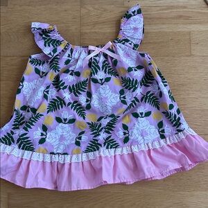 Pink Aloha Hawaiian Floral Ruffle sleeve sundress